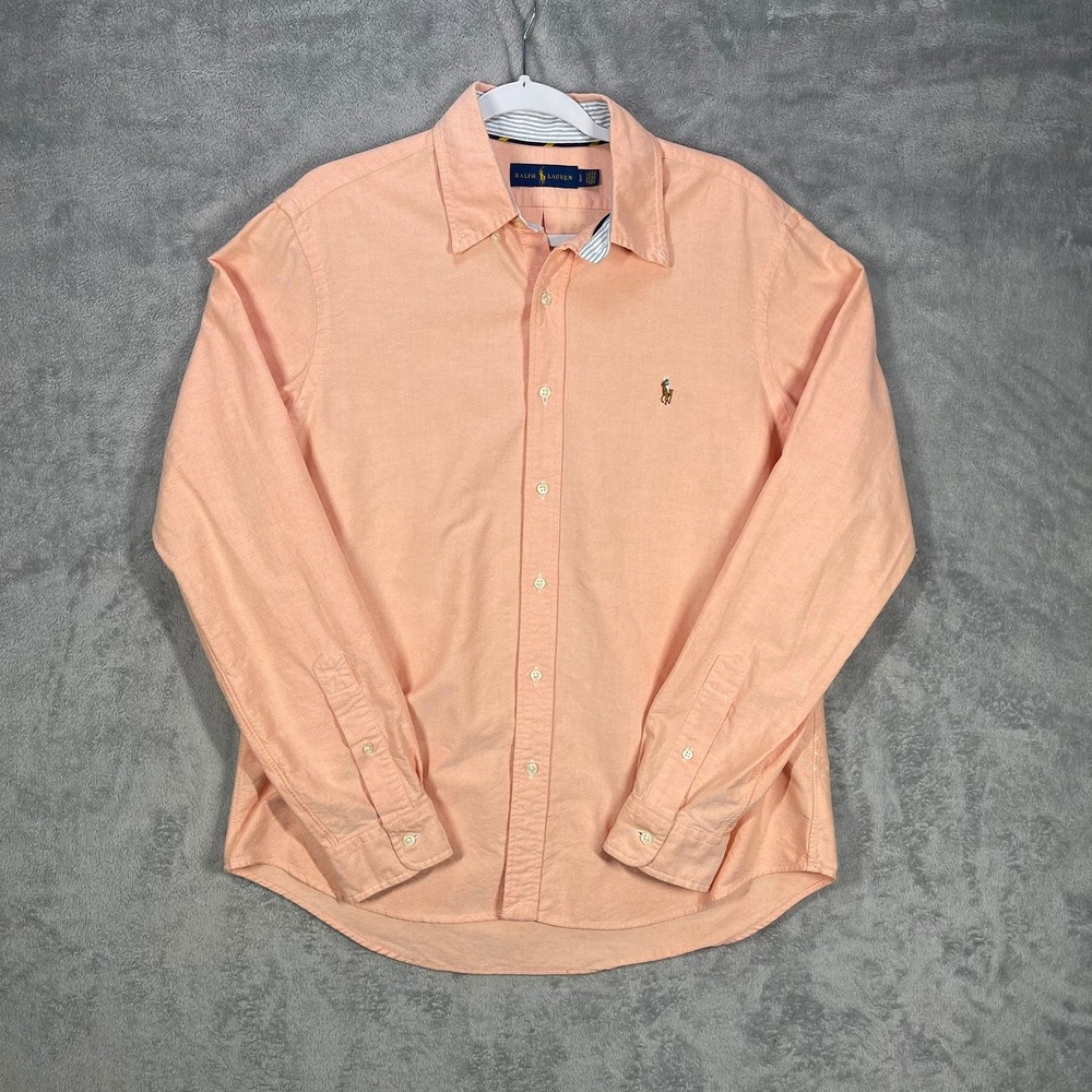 Ralph Lauren Oxford Shirt Mens Large Peach Long Sleeve Button Down Flesh Pony
